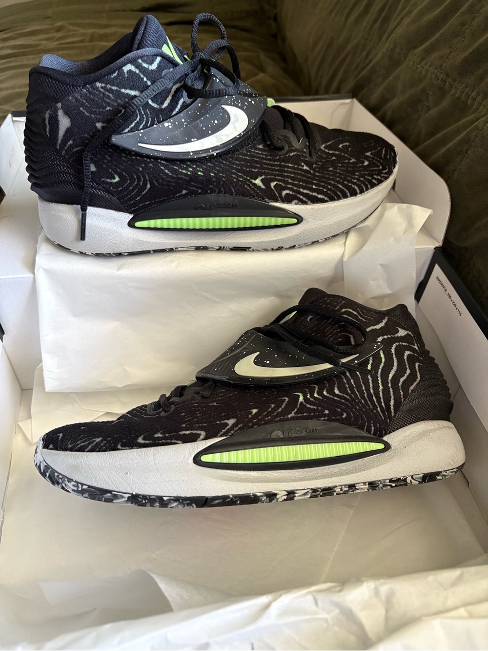 Kevin Durant XIV Nike KD 14 TB “Black/White/Volt” basketball shoes